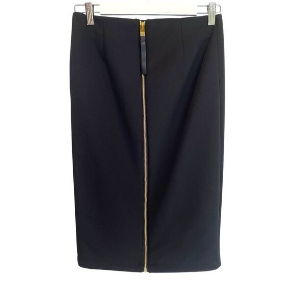 Vince Camuto Black Pencil Skirt with Gold Full Zip Back - Women's Size XS - Picture 2 of 5